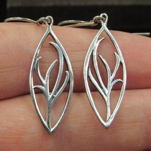 Sterling Silver Odd Design Floral Dangle Earrings